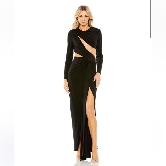 $498 Mac Duggal 27426 High Slit Cutout Dress Gown NWT Size 12 - Picture 1 of 6